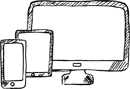 Skizzengrafik Desktop, Tablet, Mobile