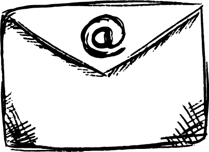 Skizzen Icon Briefumschlag mit einem @ Zeichen